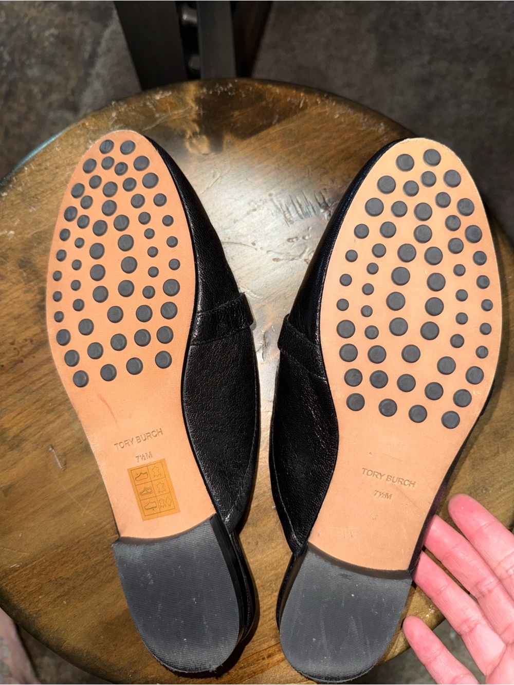 Tory Burch Black Leather Mule Slides with Gold Buckle - Picture 3 of 3